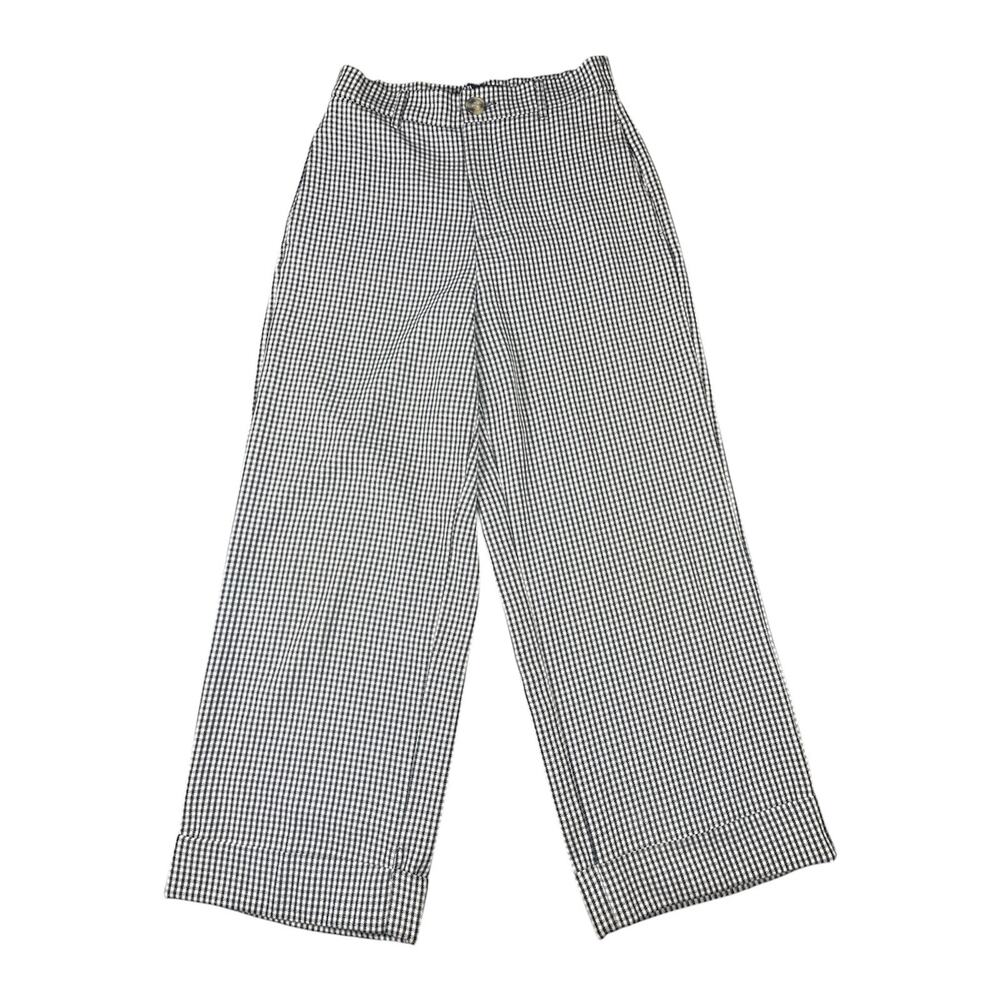 Zara Houndstooth High Waist Wide Leg Pants Black Ecru- Small